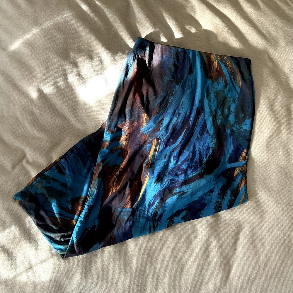 Multicolor Midi Elastic Waist Skirt Women's M - Picture 2 of 4